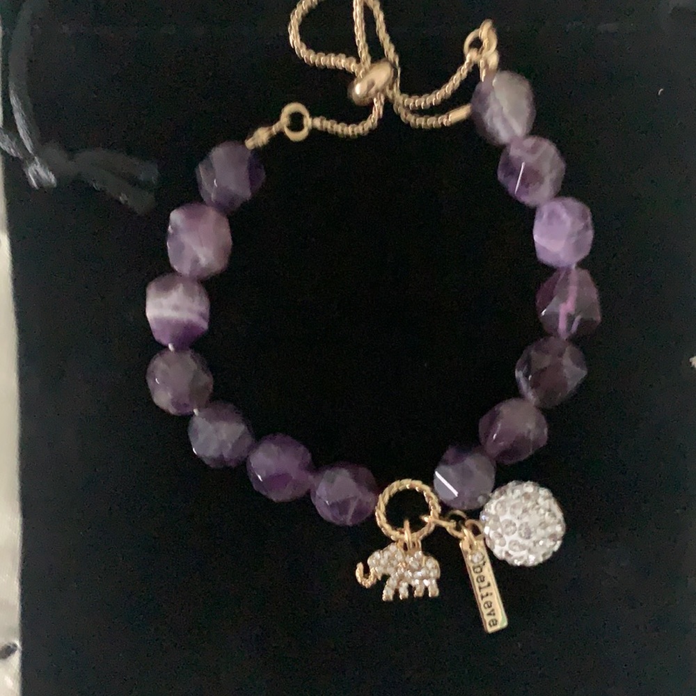 Willowbird Amethyst and Chrystal believe elephant beaded bracelet.